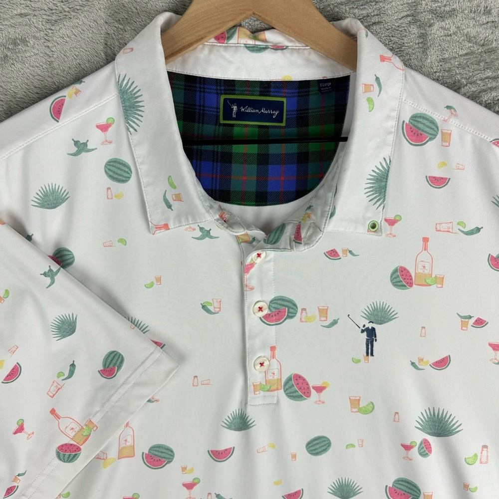 William Murray Polo Shirt Mens XL White Agua Caliente Golf Performance Stretch